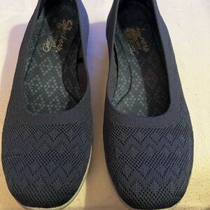 Skechers Women's Navy Blue Knit Wedges-Size 8.5M